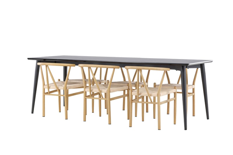 Ellis Matgrupp 230 cm Rektangulär med 6 Alfons stolar - Svart/Beige - Möbler - Bord & matgrupper - Matgrupper