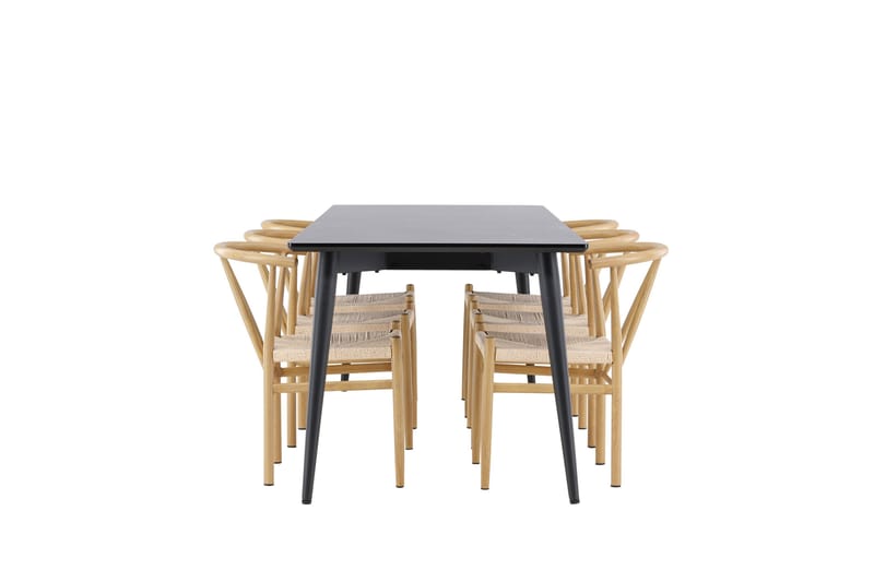 Ellis Matgrupp 230 cm Rektangulär med 6 Alfons stolar - Svart/Beige - Möbler - Bord & matgrupper - Matgrupper