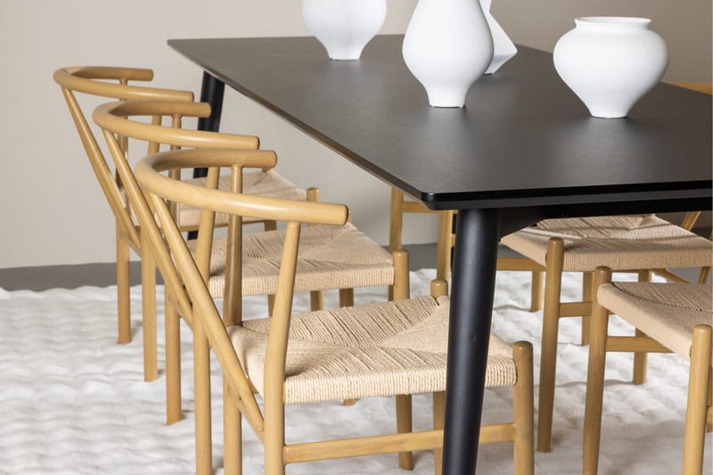 Ellis Matgrupp 230 cm Rektangulär med 6 Alfons stolar - Svart/Beige - Möbler - Bord & matgrupper - Matgrupper