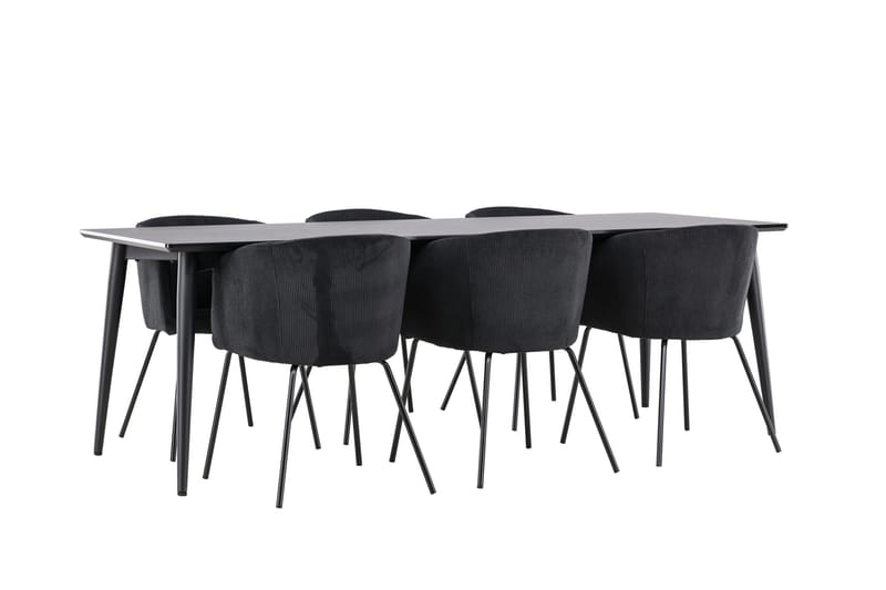 Ellis Matgrupp 230 cm Rektangulär med 6 Berit stolar - Svart/Svart - Möbler - Bord & matgrupper - Matgrupper
