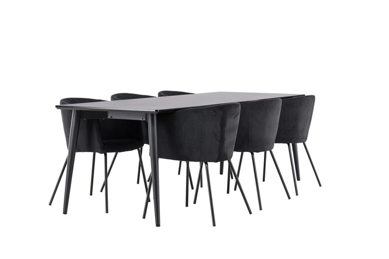Ellis Matgrupp 230 cm Rektangulär med 6 Berit stolar - Svart/Svart - Möbler - Bord & matgrupper - Matgrupper
