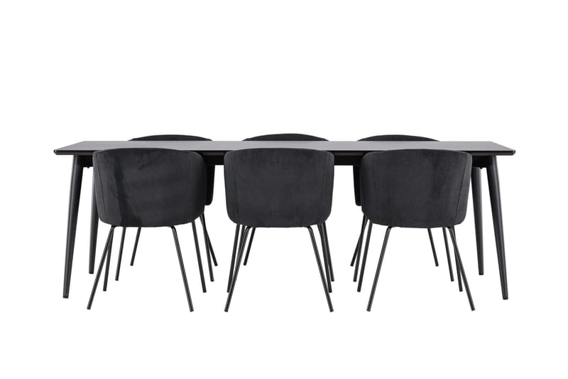 Ellis Matgrupp 230 cm Rektangulär med 6 Berit stolar - Svart/Svart - Möbler - Bord & matgrupper - Matgrupper