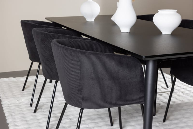 Ellis Matgrupp 230 cm Rektangulär med 6 Berit stolar - Svart/Svart - Möbler - Bord & matgrupper - Matgrupper