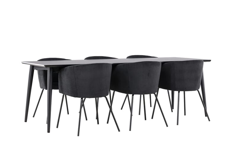 Ellis Matgrupp 230 cm Rektangulär med 6 Berit stolar - Svart/Svart - Möbler - Bord & matgrupper - Matgrupper