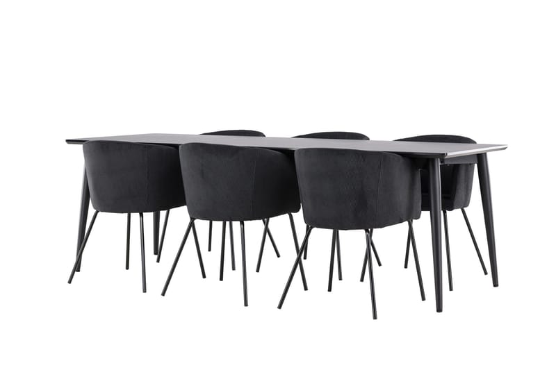 Ellis Matgrupp 230 cm Rektangulär med 6 Berit stolar - Svart/Svart - Möbler - Bord & matgrupper - Matgrupper