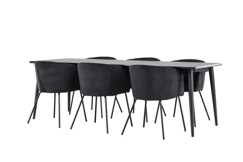 Ellis Matgrupp 230 cm Rektangulär med 6 Berit stolar - Svart/Svart - Möbler - Bord & matgrupper - Matgrupper
