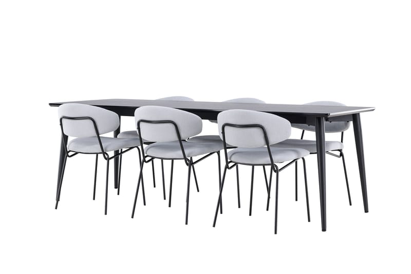 Ellis Matgrupp 230 cm Rektangulär med 6 Chico stolar - Svart/Blå - Möbler - Bord & matgrupper - Matgrupper