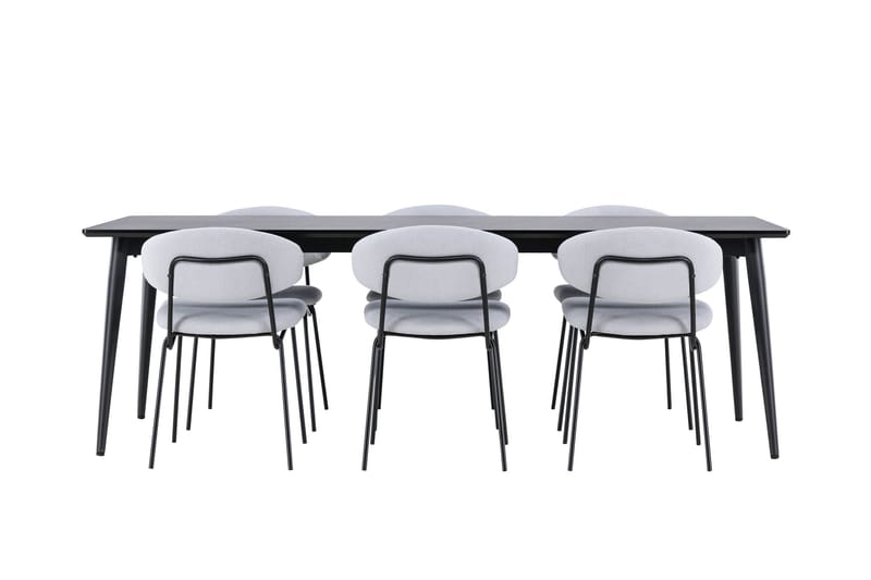 Ellis Matgrupp 230 cm Rektangulär med 6 Chico stolar - Svart/Blå - Möbler - Bord & matgrupper - Matgrupper