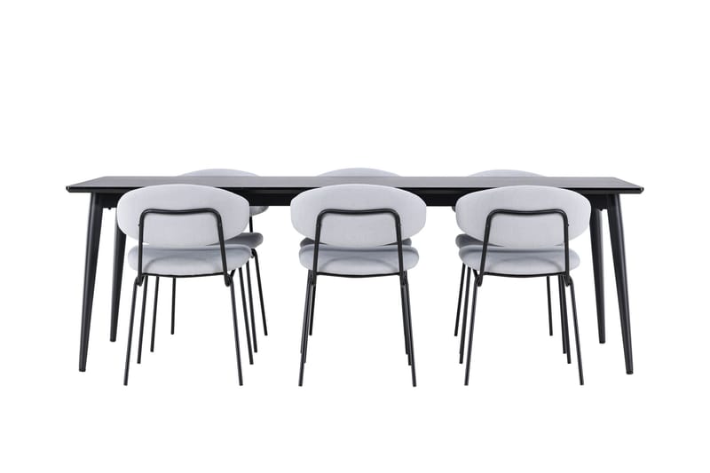 Ellis Matgrupp 230 cm Rektangulär med 6 Chico stolar - Svart/Blå - Möbler - Bord & matgrupper - Matgrupper