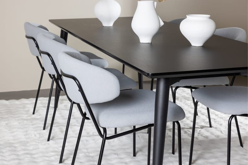 Ellis Matgrupp 230 cm Rektangulär med 6 Chico stolar - Svart/Blå - Möbler - Bord & matgrupper - Matgrupper