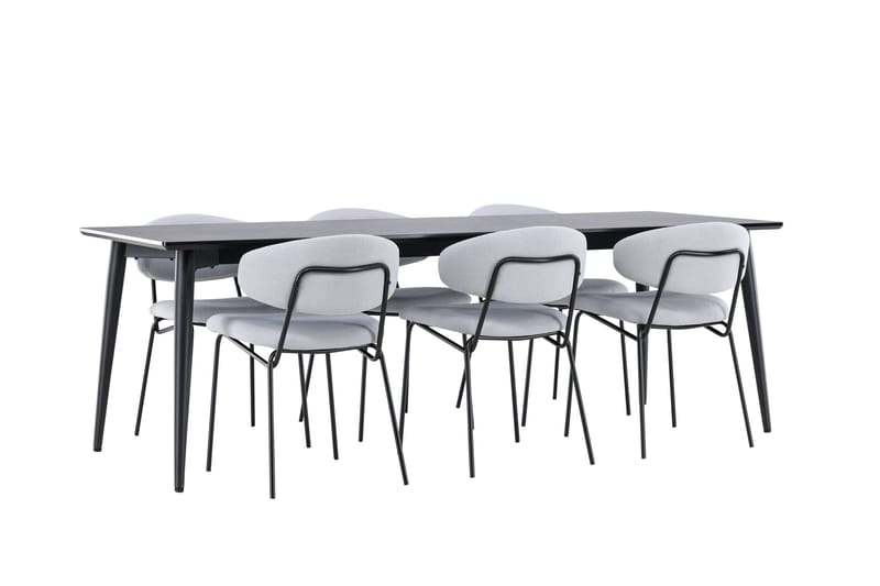 Ellis Matgrupp 230 cm Rektangulär med 6 Chico stolar - Svart/Blå - Möbler - Bord & matgrupper - Matgrupper