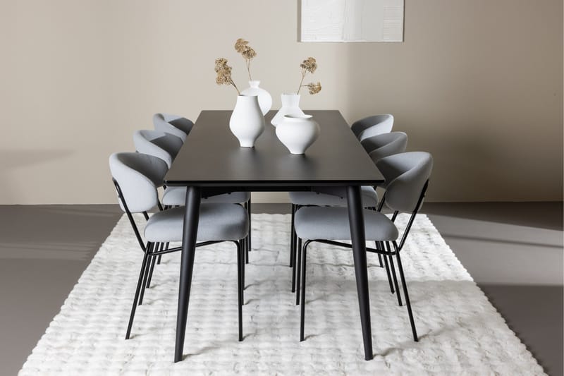 Ellis Matgrupp 230 cm Rektangulär med 6 Chico stolar - Svart/Blå - Möbler - Bord & matgrupper - Matgrupper