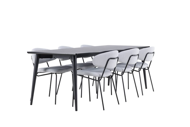 Ellis Matgrupp 230 cm Rektangulär med 6 Chico stolar - Svart/Blå - Möbler - Bord & matgrupper - Matgrupper