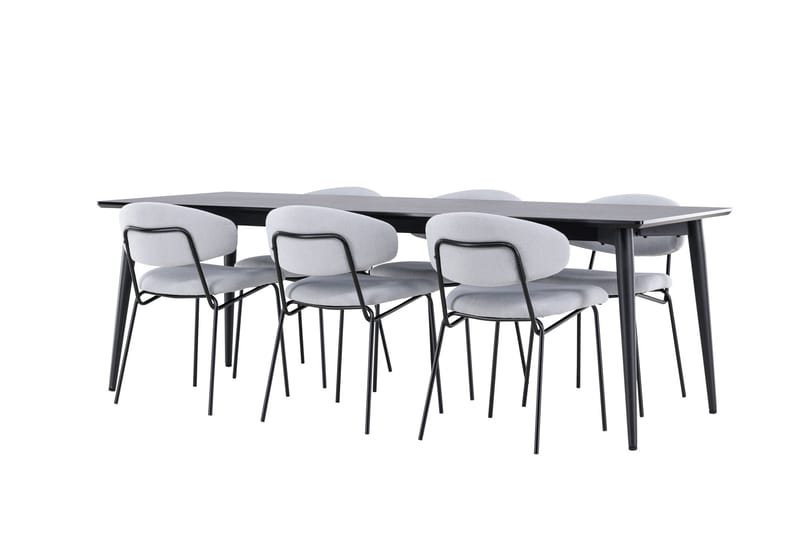 Ellis Matgrupp 230 cm Rektangulär med 6 Chico stolar - Svart/Blå - Möbler - Bord & matgrupper - Matgrupper