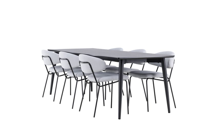 Ellis Matgrupp 230 cm Rektangulär med 6 Chico stolar - Svart/Blå - Möbler - Bord & matgrupper - Matgrupper