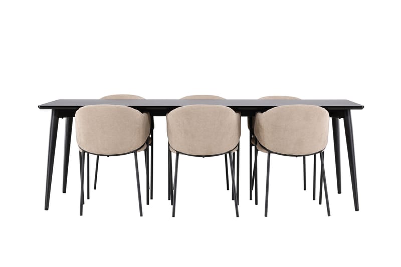 Ellis Matgrupp 230 cm Rektangulär med 6 Evelina stolar - Svart/Beige - Möbler - Bord & matgrupper - Matgrupper