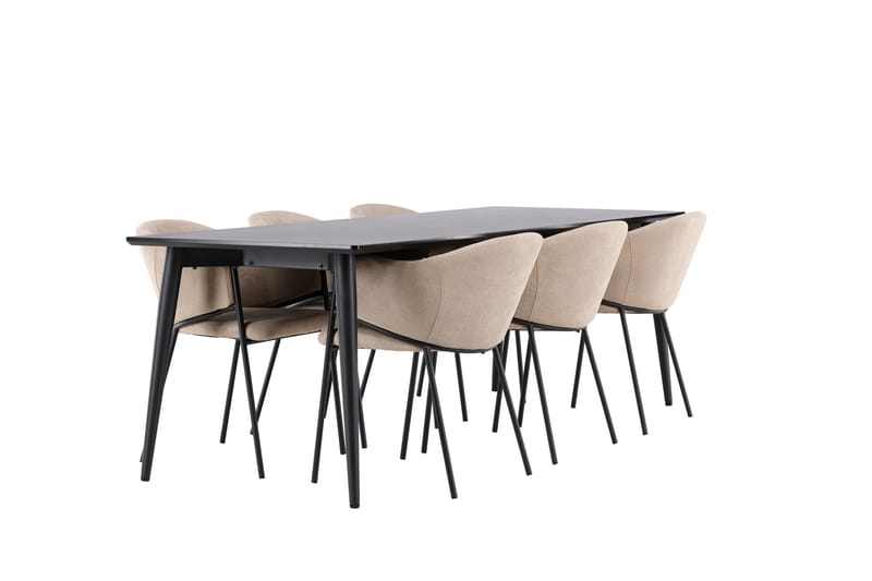Ellis Matgrupp 230 cm Rektangulär med 6 Evelina stolar - Svart/Beige - Möbler - Bord & matgrupper - Matgrupper