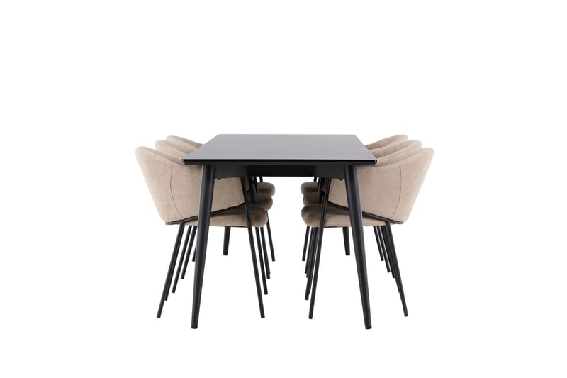 Ellis Matgrupp 230 cm Rektangulär med 6 Evelina stolar - Svart/Beige - Möbler - Bord & matgrupper - Matgrupper