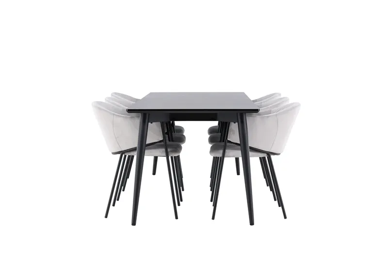 Ellis Matgrupp 230 cm Rektangulär med 6 Evelina stolar - Svart/Grå - Möbler - Bord & matgrupper - Matgrupper