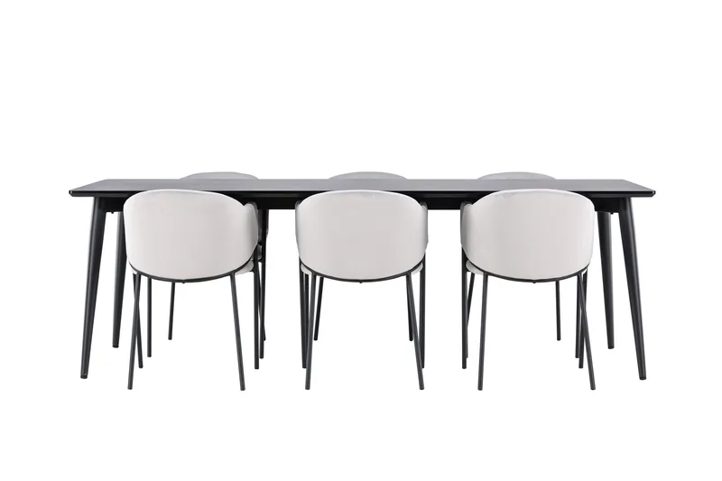 Ellis Matgrupp 230 cm Rektangulär med 6 Evelina stolar - Svart/Grå - Möbler - Bord & matgrupper - Matgrupper