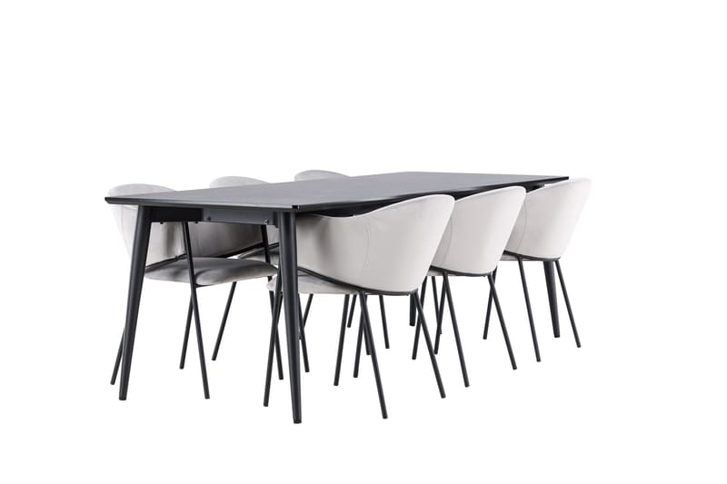 Ellis Matgrupp 230 cm Rektangulär med 6 Evelina stolar - Svart/Grå - Möbler - Bord & matgrupper - Matgrupper