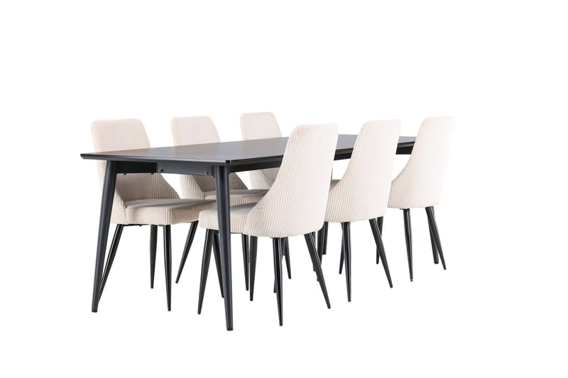 Ellis Matgrupp 230 cm Rektangulär med 6 Leone stolar - Svart/Beige - Möbler - Bord & matgrupper - Matgrupper