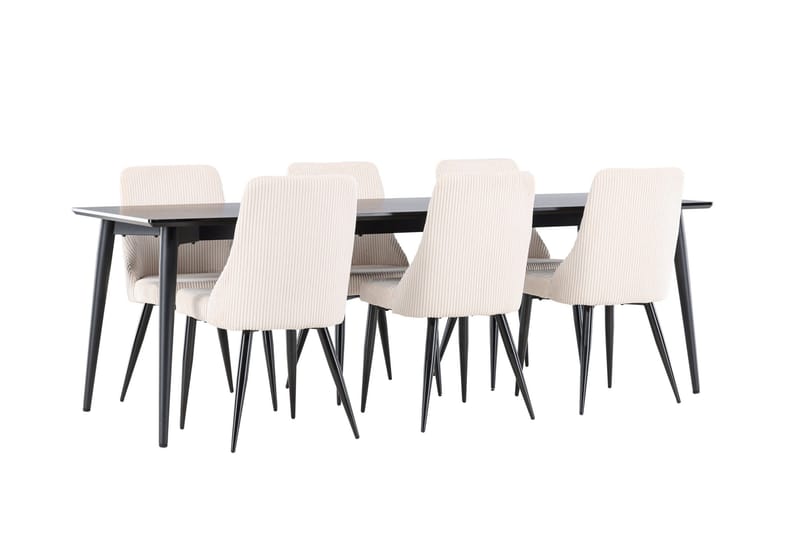 Ellis Matgrupp 230 cm Rektangulär med 6 Leone stolar - Svart/Beige - Möbler - Bord & matgrupper - Matgrupper