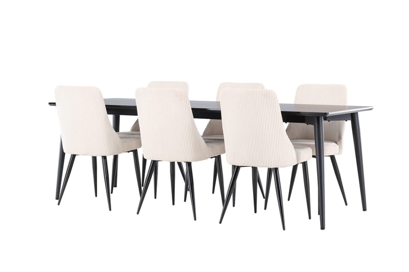 Ellis Matgrupp 230 cm Rektangulär med 6 Leone stolar - Svart/Beige - Möbler - Bord & matgrupper - Matgrupper