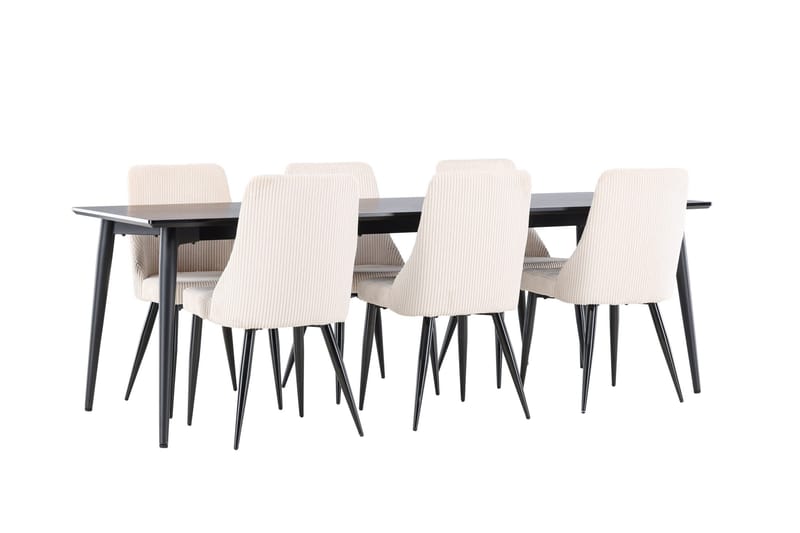 Ellis Matgrupp 230 cm Rektangulär med 6 Leone stolar - Svart/Beige - Möbler - Bord & matgrupper - Matgrupper