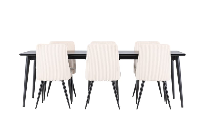 Ellis Matgrupp 230 cm Rektangulär med 6 Leone stolar - Svart/Beige - Möbler - Bord & matgrupper - Matgrupper