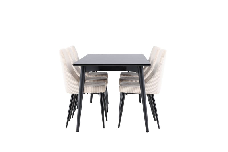 Ellis Matgrupp 230 cm Rektangulär med 6 Leone stolar - Svart/Beige - Möbler - Bord & matgrupper - Matgrupper