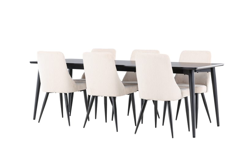 Ellis Matgrupp 230 cm Rektangulär med 6 Leone stolar - Svart/Beige - Möbler - Bord & matgrupper - Matgrupper