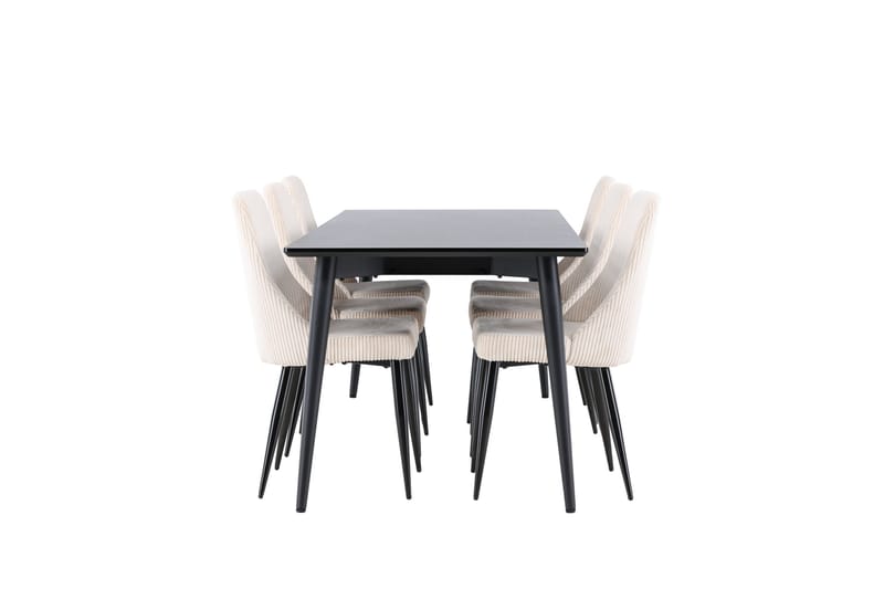 Ellis Matgrupp 230 cm Rektangulär med 6 Leone stolar - Svart/Beige - Möbler - Bord & matgrupper - Matgrupper