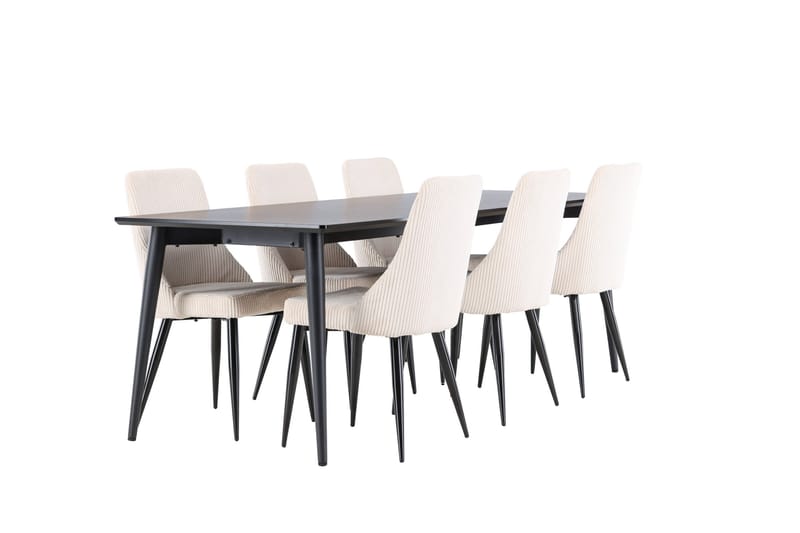 Ellis Matgrupp 230 cm Rektangulär med 6 Leone stolar - Svart/Beige - Möbler - Bord & matgrupper - Matgrupper