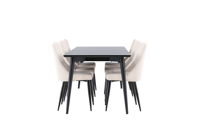 Ellis Matgrupp 230 cm Rektangulär med 6 Leone stolar - Svart/Beige - Möbler - Bord & matgrupper - Matgrupper