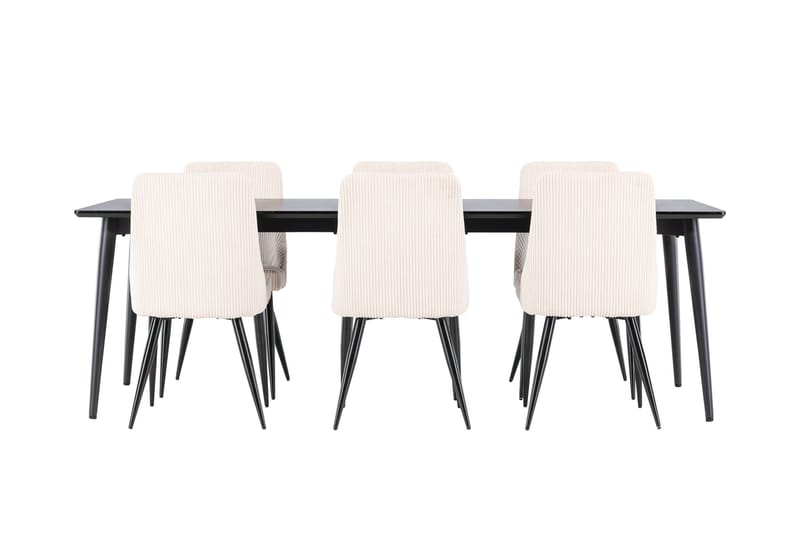 Ellis Matgrupp 230 cm Rektangulär med 6 Leone stolar - Svart/Beige - Möbler - Bord & matgrupper - Matgrupper