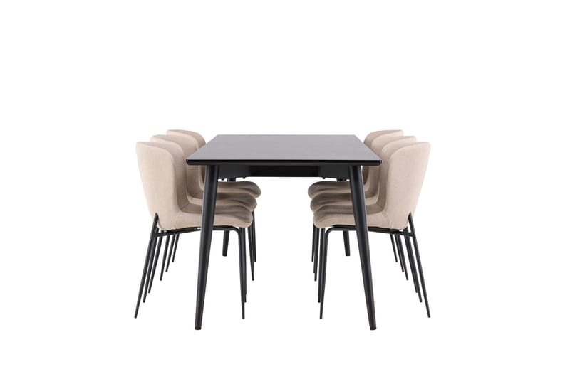 Ellis Matgrupp 230 cm Rektangulär med 6 Modesto stolar - Svart/Beige - Möbler - Bord & matgrupper - Matgrupper