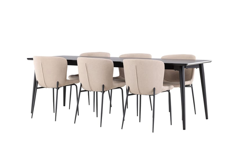 Ellis Matgrupp 230 cm Rektangulär med 6 Modesto stolar - Svart/Beige - Möbler - Bord & matgrupper - Matgrupper