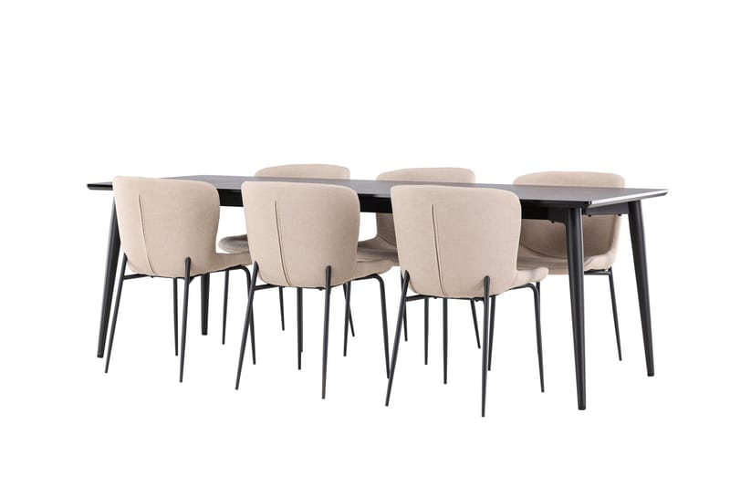 Ellis Matgrupp 230 cm Rektangulär med 6 Modesto stolar - Svart/Beige - Möbler - Bord & matgrupper - Matgrupper