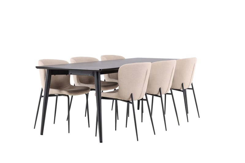 Ellis Matgrupp 230 cm Rektangulär med 6 Modesto stolar - Svart/Beige - Möbler - Bord & matgrupper - Matgrupper