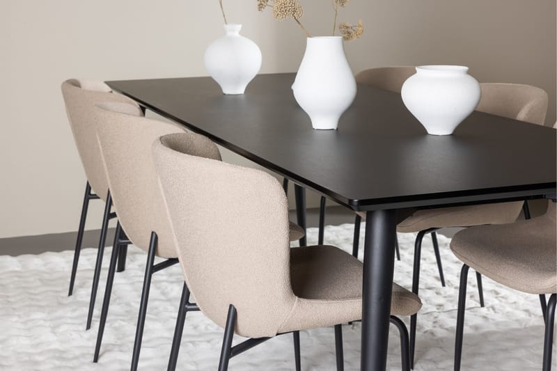 Ellis Matgrupp 230 cm Rektangulär med 6 Modesto stolar - Svart/Beige - Möbler - Bord & matgrupper - Matgrupper