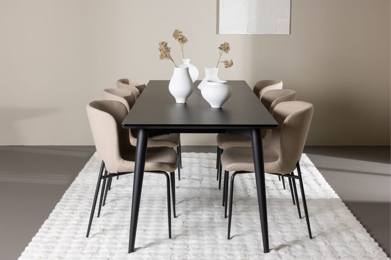 Ellis Matgrupp 230 cm Rektangulär med 6 Modesto stolar - Svart/Beige - Möbler - Bord & matgrupper - Matgrupper