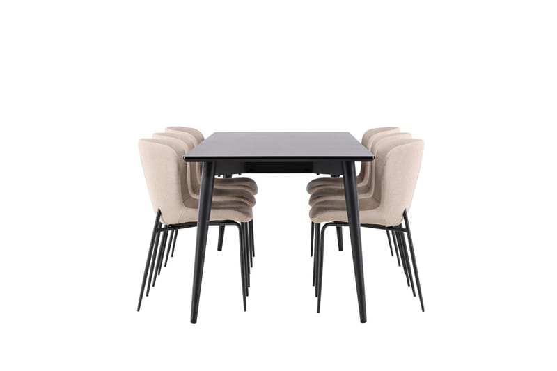 Ellis Matgrupp 230 cm Rektangulär med 6 Modesto stolar - Svart/Beige - Möbler - Bord & matgrupper - Matgrupper