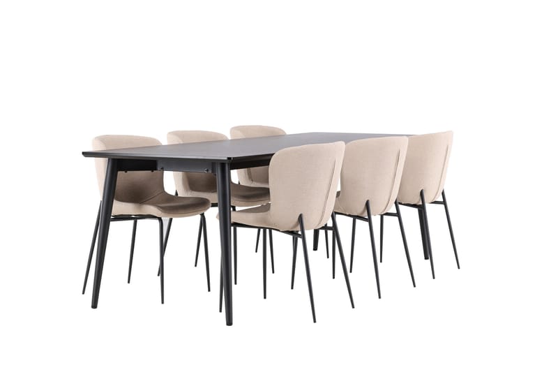 Ellis Matgrupp 230 cm Rektangulär med 6 Modesto stolar - Svart/Beige - Möbler - Bord & matgrupper - Matgrupper