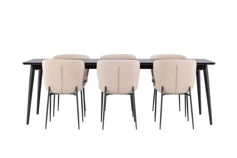 Ellis Matgrupp 230 cm Rektangulär med 6 Modesto stolar - Svart/Beige - Möbler - Bord & matgrupper - Matgrupper