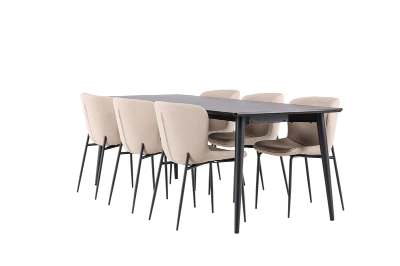 Ellis Matgrupp 230 cm Rektangulär med 6 Modesto stolar - Svart/Beige - Möbler - Bord & matgrupper - Matgrupper