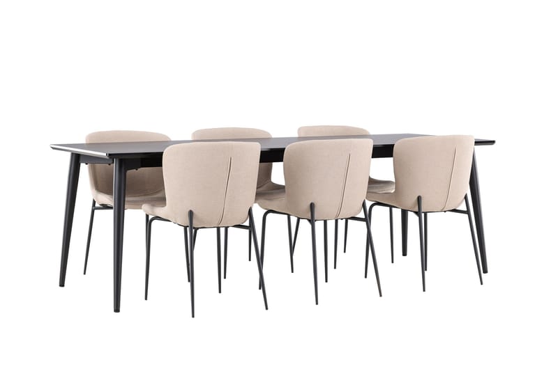 Ellis Matgrupp 230 cm Rektangulär med 6 Modesto stolar - Svart/Beige - Möbler - Bord & matgrupper - Matgrupper