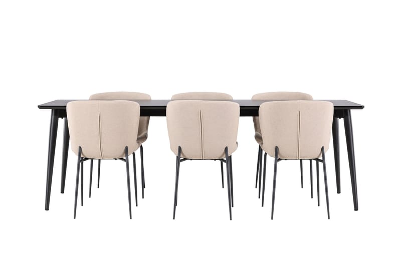 Ellis Matgrupp 230 cm Rektangulär med 6 Modesto stolar - Svart/Beige - Möbler - Bord & matgrupper - Matgrupper