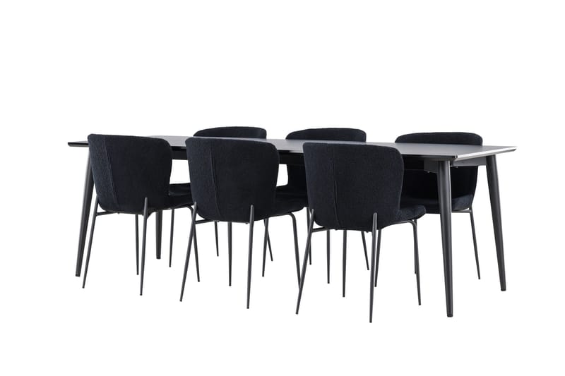 Ellis Matgrupp 230 cm Rektangulär med 6 Modesto stolar - Svart/Svart - Möbler - Bord & matgrupper - Matgrupper