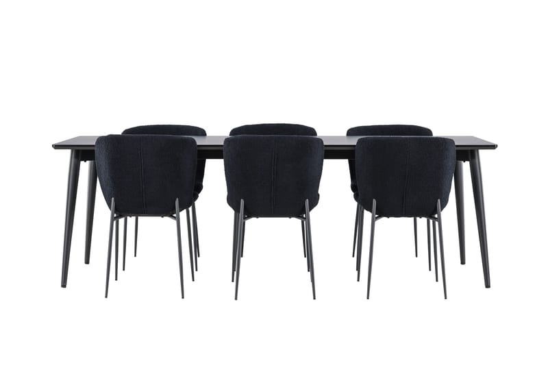 Ellis Matgrupp 230 cm Rektangulär med 6 Modesto stolar - Svart/Svart - Möbler - Bord & matgrupper - Matgrupper